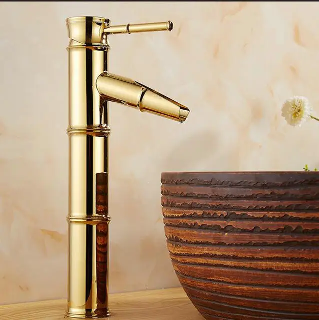 Bamboo style 2 colors New Solid Brass Bathroom basin Faucet Single