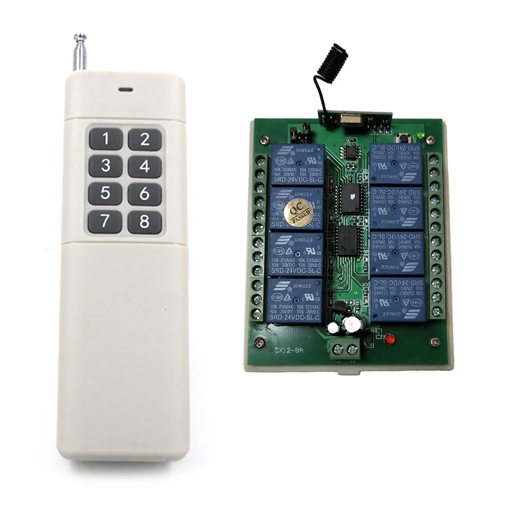 Receiver DC 12v 8CH Wireless RF Remote Control Relay Switch Module Transmitter