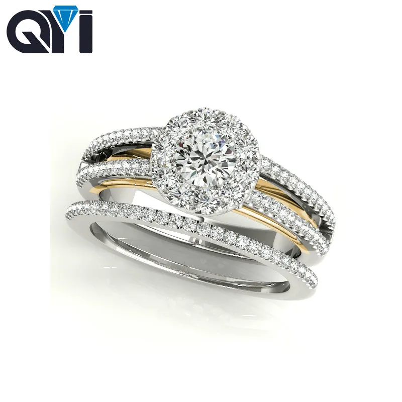 

QYI Fashion Ring Sets Gift Round Zircon Accessorise Fashion Jewelry Rings For Women Solid 925 Sterling Silver Ring Anniversary
