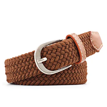 

Women Waist Belt Elastic Waistband Canvas Buckle Braided Woven Stretch Straps Hot Sale