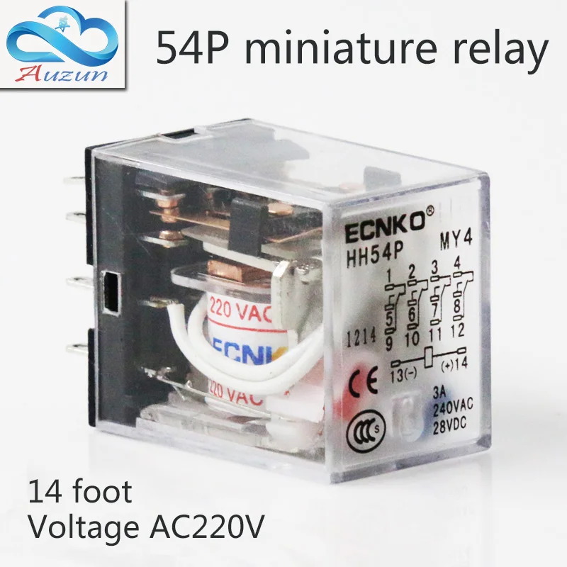 

10 pieces hh54P small current relay intermediate relay AC220V 14a foot 5 a4 4closure ECNKO