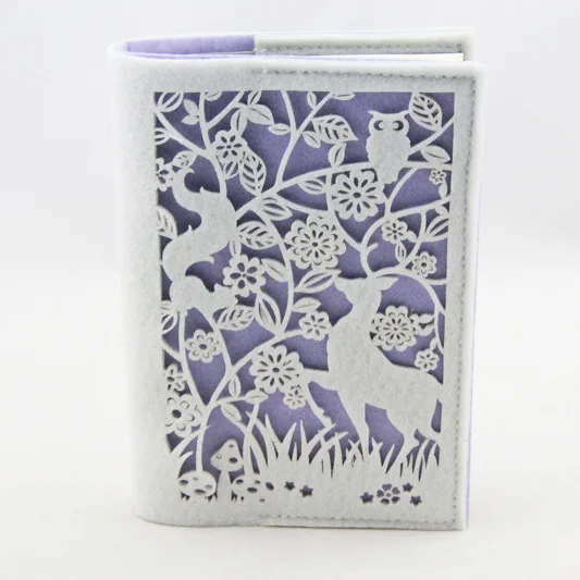 

Hollow Deer Flower Binder Ring Planner Felt Cover Personal Planner Agenda Dairy Organizer Notebook 12*17cm