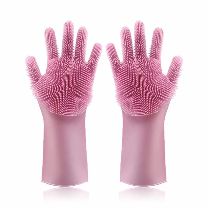 

1Pair Magic Food Grade Silicon Dishes Cleaning Gloves with Cleaning Brush Dishwashing Gloves Kitchen Wash Home Cleaning Tools