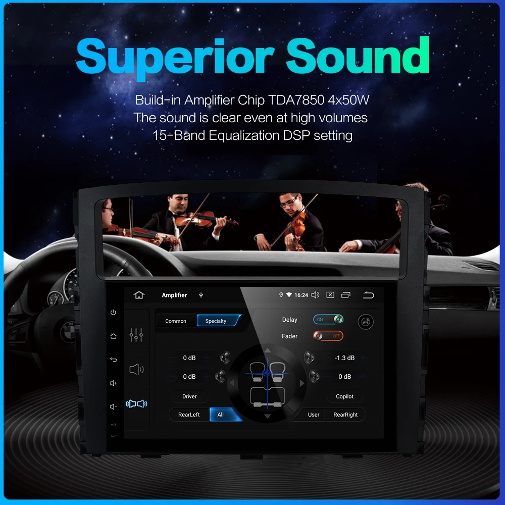 " ips Автомобильный мультимедийный плеер Android 9,0 для Mitsubishi Pajero V97 V93 2006 2007 2008 2009 2011 gps DSP 1024*600
