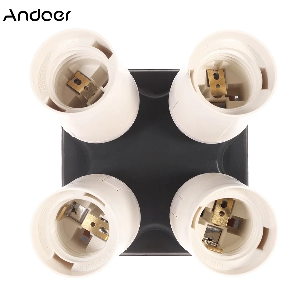 

Andoer 4in1 E27 Base Socket Light Lamp Bulb Holder Adapter Splitter for Photo Video Film Photography Studio Softbox Accessories
