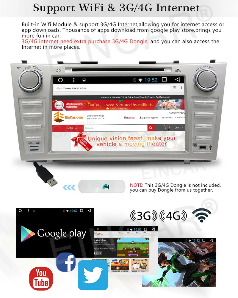 Discount Android 6.0 8" Car Stereo GPS Navi Radio DVD Player for TOYOTA CAMRY 2007-2012 3