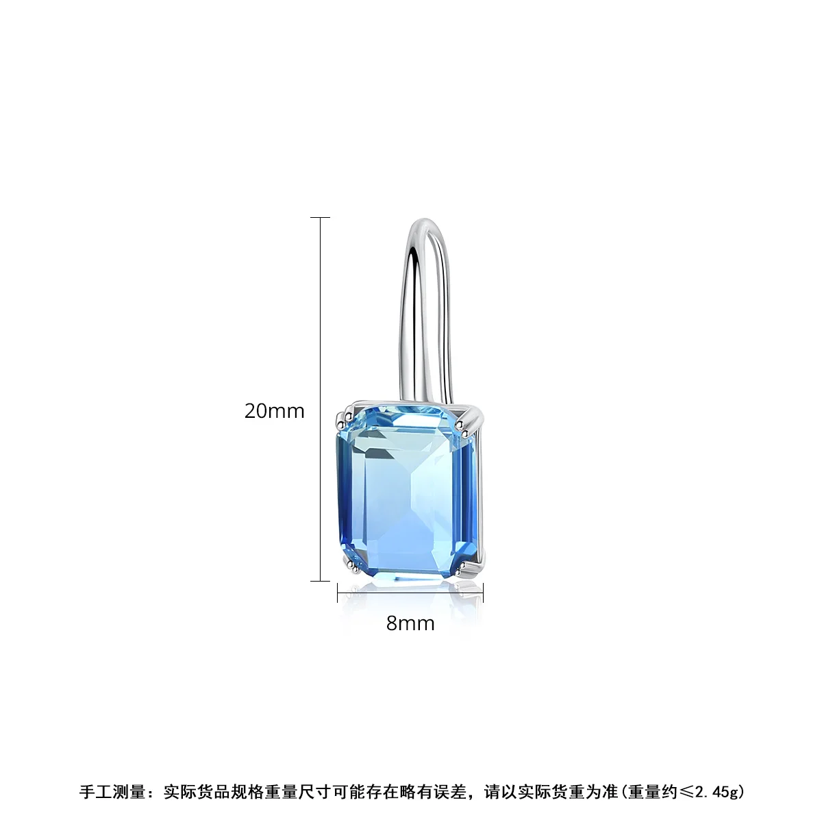 Простые висячие серьги квадратной формы с фианитом голубого цвета для женщин, модные вечерние серьги для свиданий, рождественский подарок