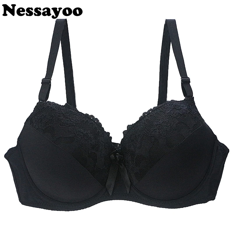 

Women Sexy Push Up Bras 40C/D 42C/D 44C/D Cup Hot Sale Black Lace Push Up Bras For Plus Size Women Soutien gorge Embroidery Lace