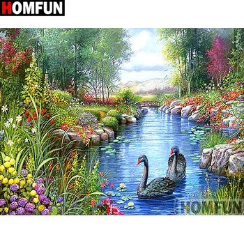 

HOMFUN Full Square/Round Drill 5D DIY Diamond Painting "Goose landscape" Embroidery Cross Stitch 5D Home Decor Gift A16969