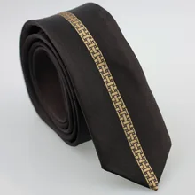 YIBEI Coachella Узкие галстуки шоколадные Галстуки узкие золотые вертикальные полосы Cravatta ручной работы тонкий шейный галстук мужские свадебные платья