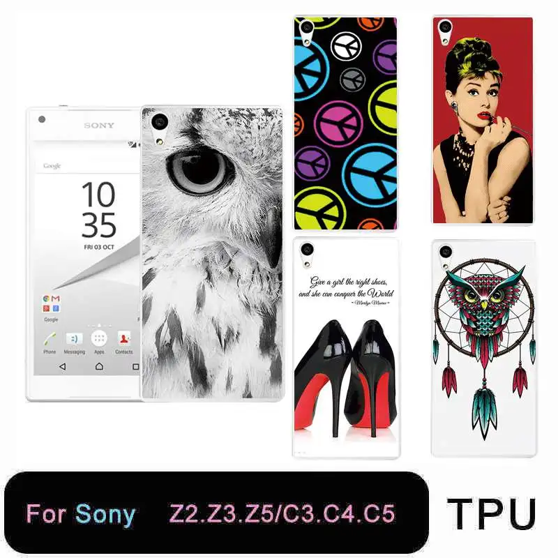 Qmswei ТПУ прозрачный мягкий чехол для телефона sony Z3 Z2 Z5 Z4 Симпатичные Орел на