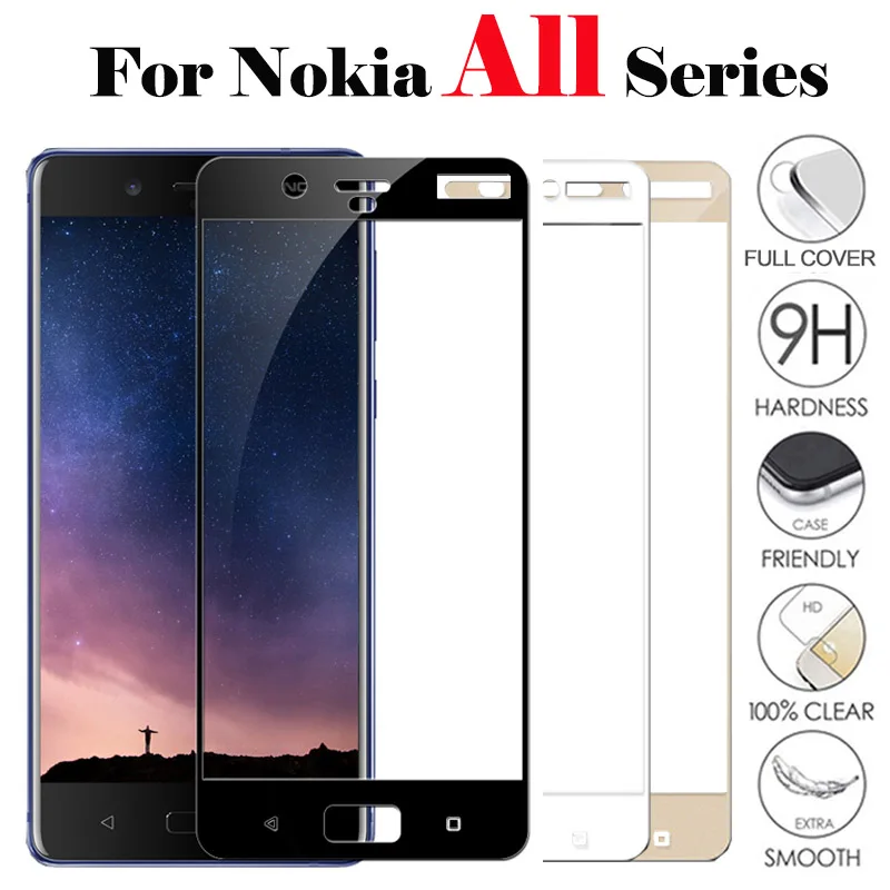 

For Nokia 3 screen protector on noka tempered glass protective film Nokia6 glas 9H 5 6 7 8 2 2018 tremp Full Cover Nokia3 Nokia6