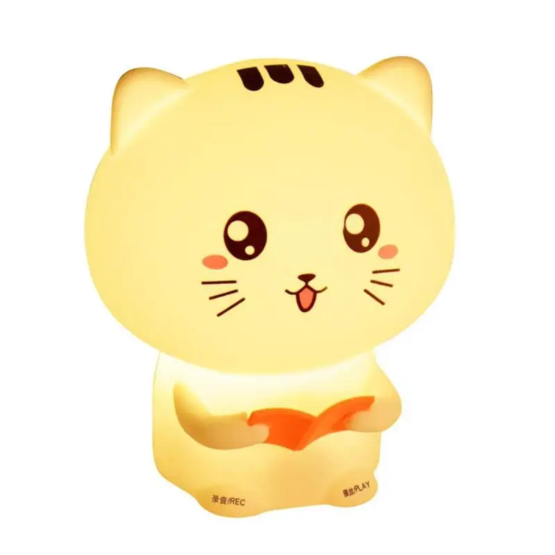 Мультяшный милый Кот силиконовый ночник креативный прикроватный Настольный светильник домашнее животное детские игрушки принадлежности PNLO - Цвет: Pink