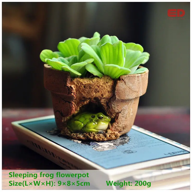 Everyday Collection Garden Ornament Frog Flowerpot Bonsai Outdoor Planter Decoration Round Red Clay Flower Pots
