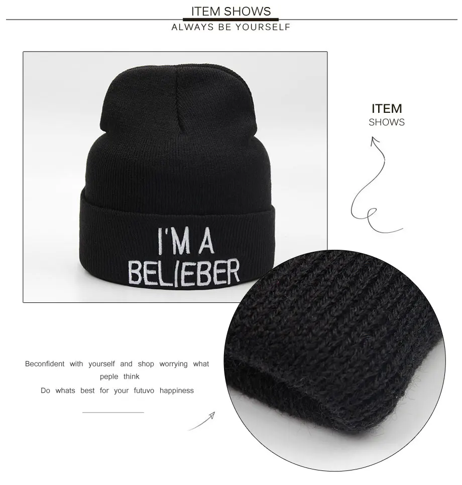 Unisex Winter Beanies For Girls Embroidery Soft And Warm (5)