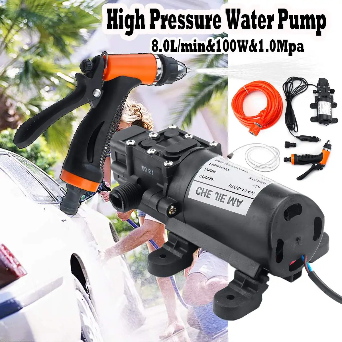 Car Wash 12V Car Washer Gun Pump High Pressure Cleaner Car Care Portable Washing Machine Electric Cleaning Auto Device