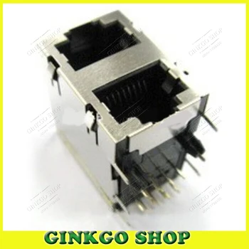

10pcs/lot 59/1x2 Shield Type 90 Degree with Shralnel Dual RJ45 LAN Modular Network Connector Free Shipping