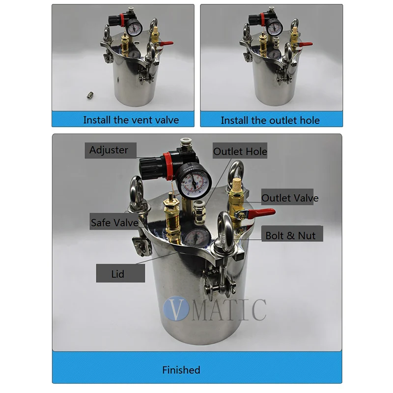 VMATIC оборудование для дозирования клея точный автоматический диспенсер для клея, паяльной пасты машина с 2шт 5L клапан бака давления