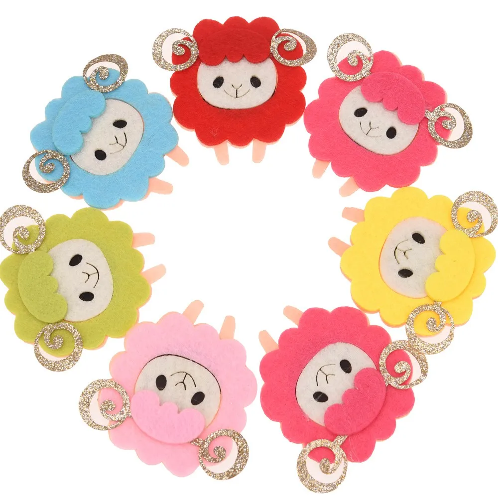 

12PCS Cute fabric Cartoon Patch 5.5*6cm Sheep Patch Hair Accessoreis Diy Accessory Wall decoration Flowers No Hairclip Barrette