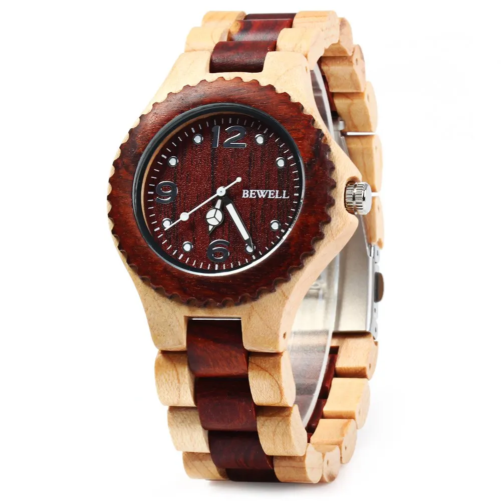 

BEWELL Men Women Sandalwood Quartz Watch Luxury Elegant Wood Watches Waterproof Analog Wristwatch relogio