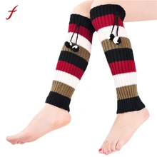 Новые модные женские полосатые носки зимние теплые носки повседневные мягкие удобные вязаные гетры до колена