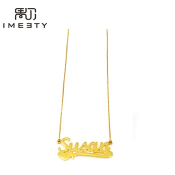 

IMEETY personalized necklace charms with names wire cursive heart nameplate necklace custom side heart nameplate necklace gift
