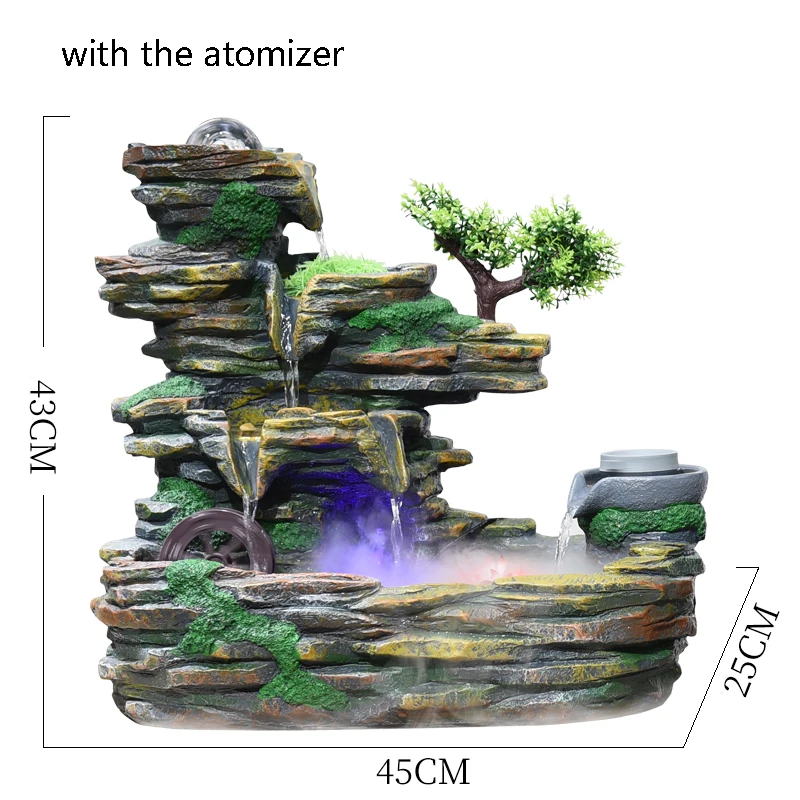 110 V-220 V ветряная мельница скала фонтан воды из натуральной смолы бонсай аквариум Настольный фэн-шуй водный пейзаж Декор ремесла украшение искусство - Цвет: C