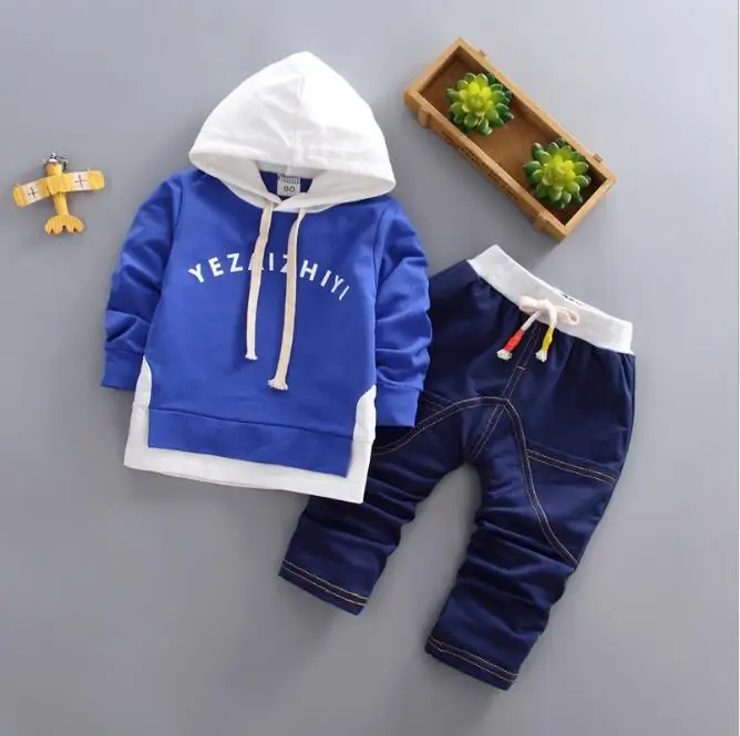 2018 Kids Clothes Spring Autumn Casual Round Neck Long Sleeve Hooded Sweater Tops+Pants Infant clothing Bebes Jogging Suits | Детская
