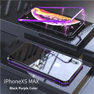 Black Purple Color JOOKI Магнитный адсорбционный чехол для huawei P20 Pro закаленное стекло задняя крышка металлические чехлы для huawei P30 Pro - Цвет: Black Purple Color