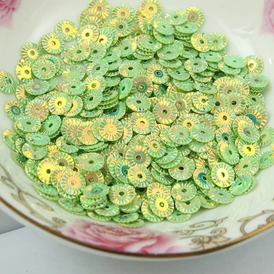 1440 шт./упак. 6 мм плоская тиснение цветок Форма тесьма с пайетками для шитья свадебные ремесла, женская одежда наклейки аксессуары - Цвет: Light Green