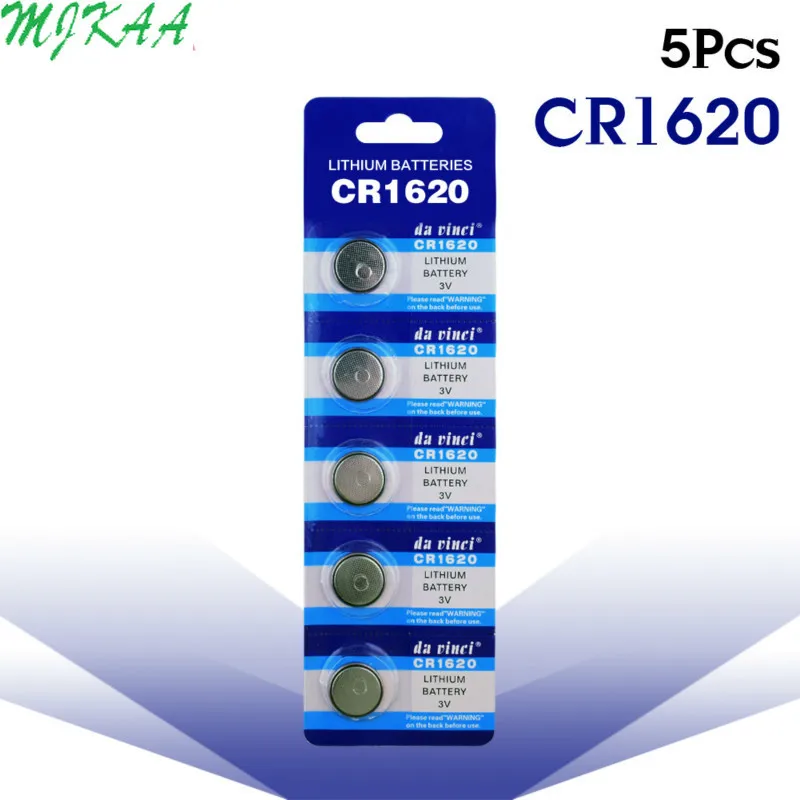 

5pcs/pack CR1620 Button Batteries ECR1620 DL1620 5009LC Cell Coin Lithium Battery 3V CR 1620 For Watch Electronic Toy Remote