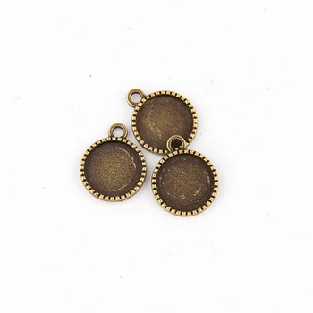 

Fit 14mm Round Antique Bronze Pendants Setting Cabochon Cameo Base Tray Bezel Blank DIY Jewelry Findings