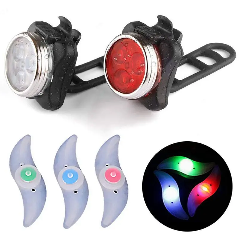 

Bike Lights Set LED Bicycle Light Waterproof USB Rechargeable Back Light(Red) Front Light(White),3pcs Wheel Lights Cycling Fla