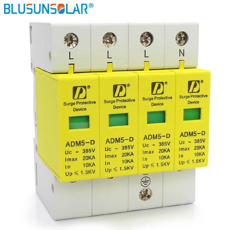 SPD 4P 20KA 110V 220V 380V AC din рейка Защита от молнии защита скачков напряжения