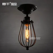 Электрическая лампочка эдисона Винтаж Стиль промышленный черный ржавчины мини провода клетка потолочный светильник с T10 лампы для кафе барный зал Кофе магазин