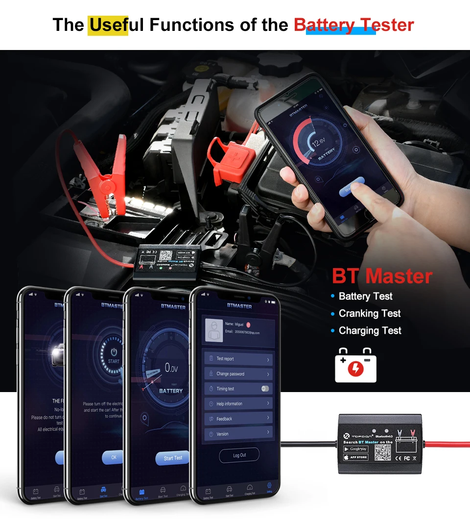 Оригинальный автомобильный тестер батареи TOPDON BT Master 12 В анализатор