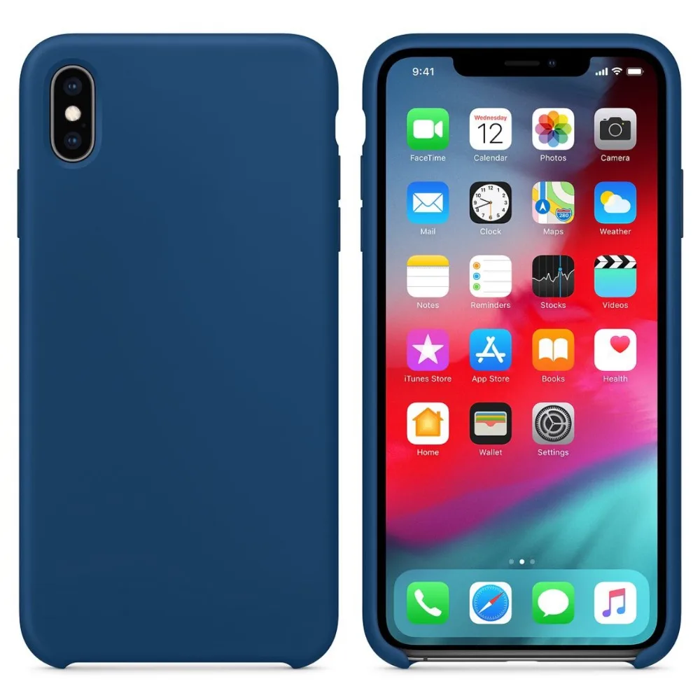 

For iPhone XS MAX XR X liquid Silicone Microfiber inside Soft Case Cover Shell