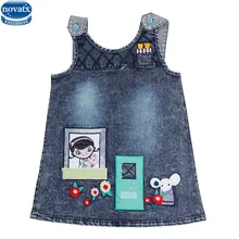 Noavtx H6105 2017 nouveau bébé fille robe enfants enfants sans manches floral de causalité fille robe nouveau cowboy robe parti filles robe chaude