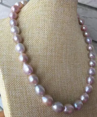 

huge 9-10mm south sea baroque lavender pearl necklace 18inch