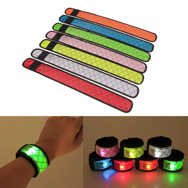 Nylon LED Sports Slap Wrist Strap Band Wristband Light Flash Bracelet Glowing Armband LBShipping