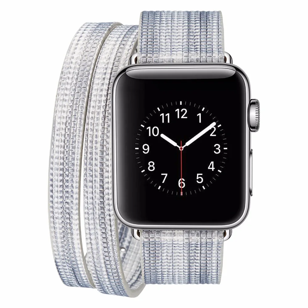 Кожаный ремешок с двумя петлями для Apple Watch 42 мм 38 мм iWatch аксессуары для часов Apple Watch ремешок для часов