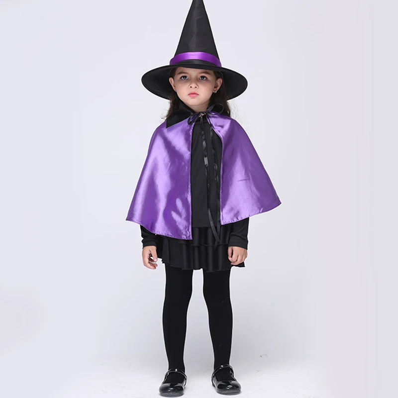 Halloween Witch Kids Costume for Girls Witch Costume Accessories Witch Hat + Witches Robe/Cloak