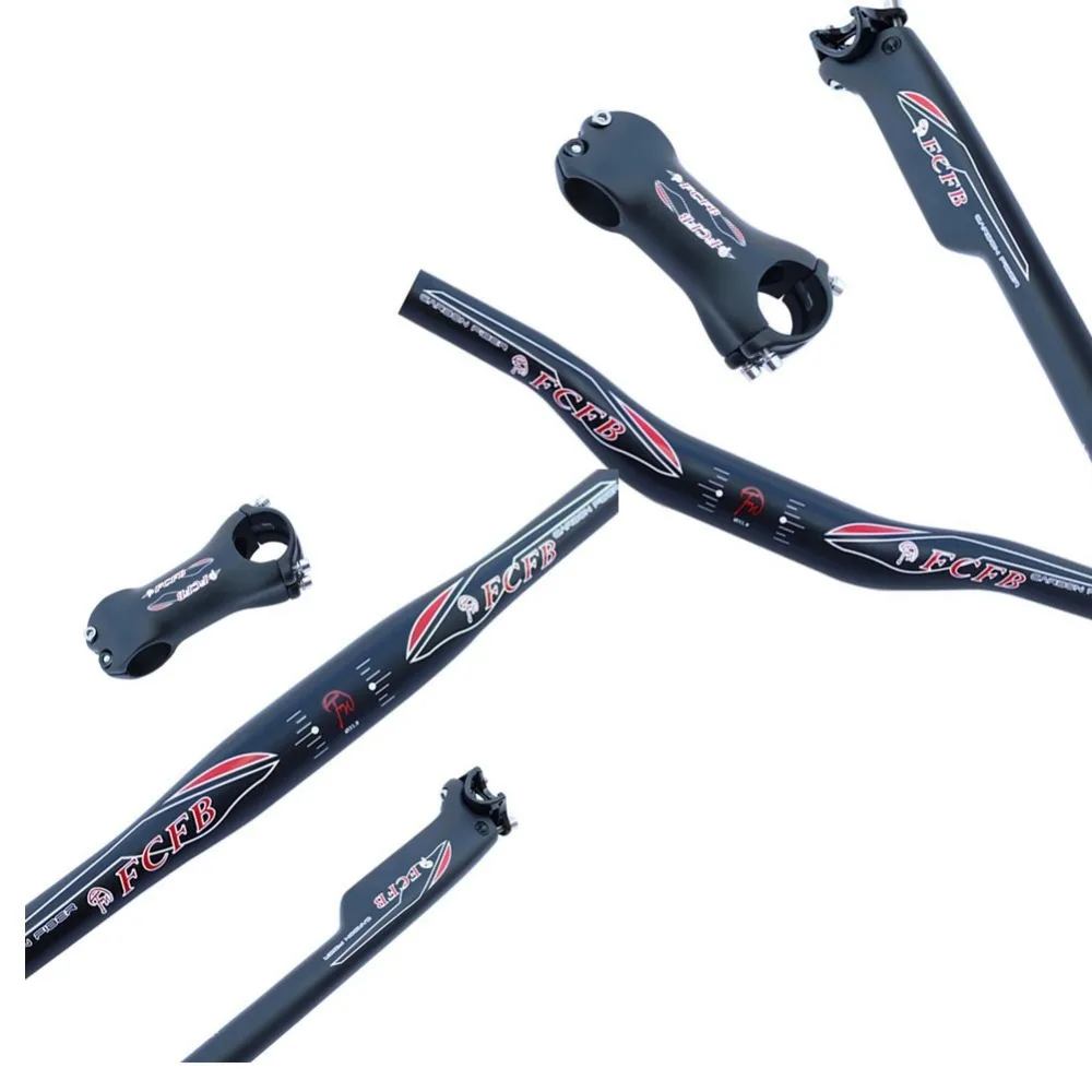 

FCFB mountain bike full carbon handlebar set = carbon Stem +carbon seatpost +carbon handlebar matt +glossy sticker