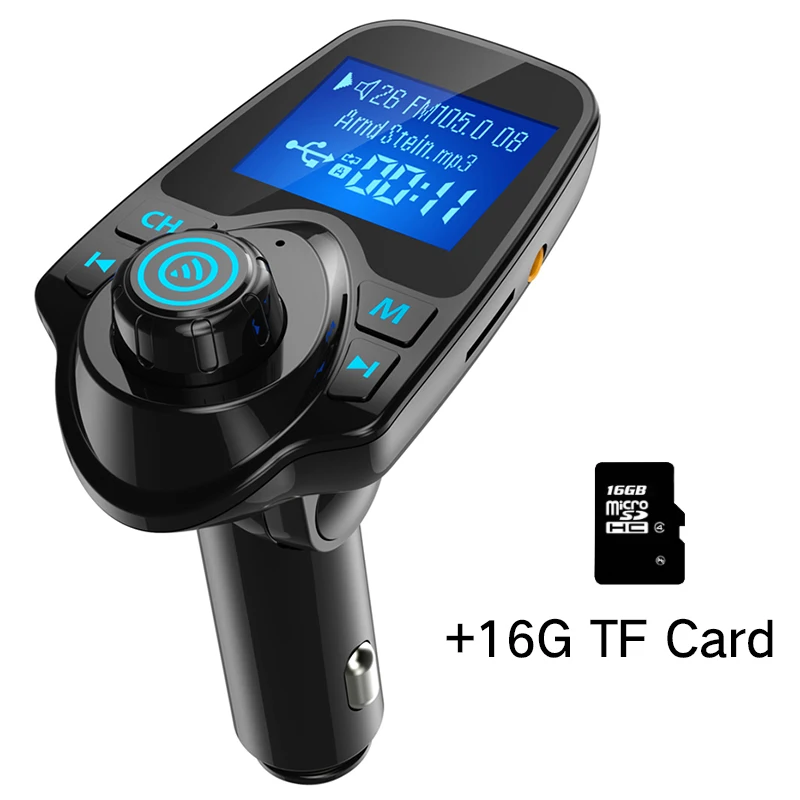 Автомобильный MP3 Bluetooth плеер FM передатчик TF карта U диск без потерь музыка aux аудио приемник Bluetooth автомобильный комплект USB Автомобильное зарядное устройство - Название цвета: With 16G TF card
