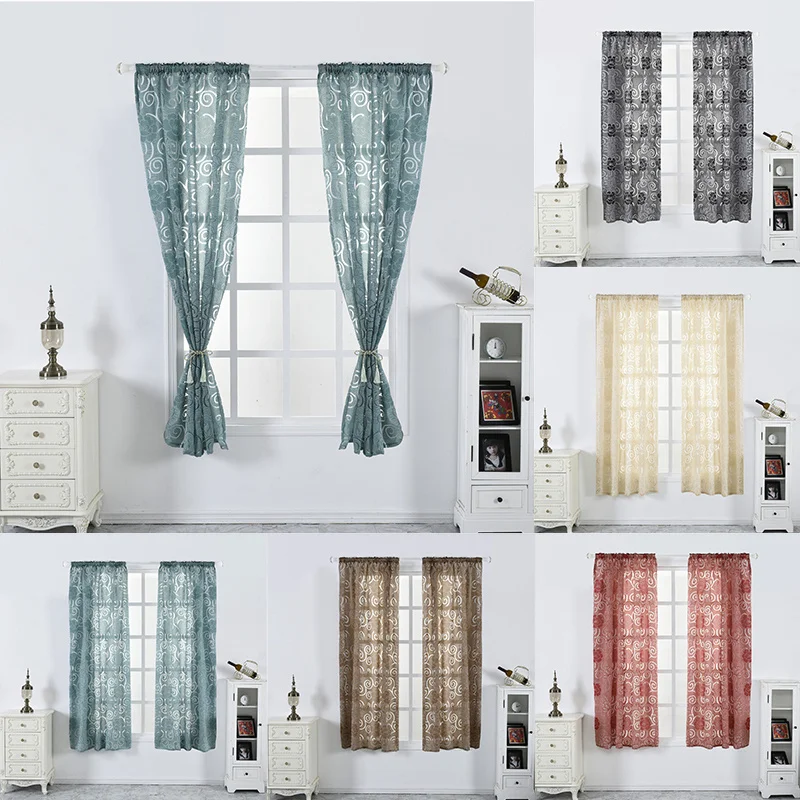 

Peony Pattern Curtain Tulle Door Window Curtain Drape Panel Sheer Scarf Valances Classic Modern Bedroom Living Room Curtains