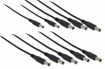 

Free Shipping 10/20/50/100/200/500 pcs male 5.5 X 2.1mm DC Power Connector Adapter Cable Pigtail Plug Wire