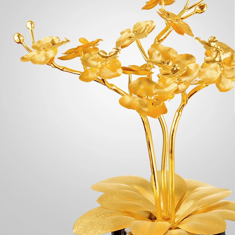 Фэн-шуй Декор 24 к Золотая фольга Бабочка Орхидея креативный искусственный цветок растение роскошные ремесла собрать богатство Декор для дома и офиса