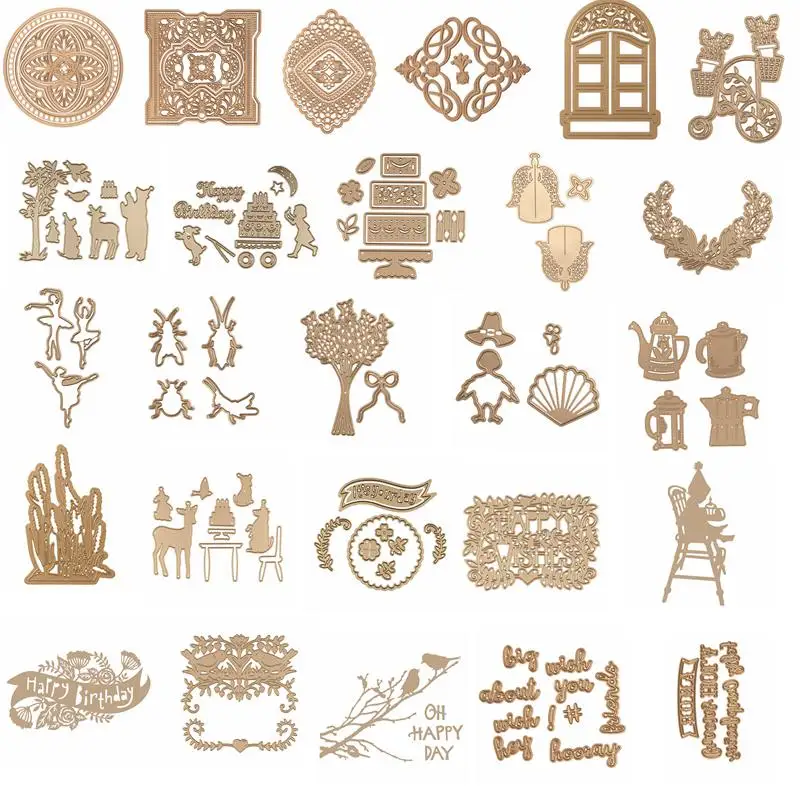 

Window Cake Letter Plants Cutting Dies Scrapbooking DIY Card Album Making Stencil Crafts Embossing Template New Dies For 2019