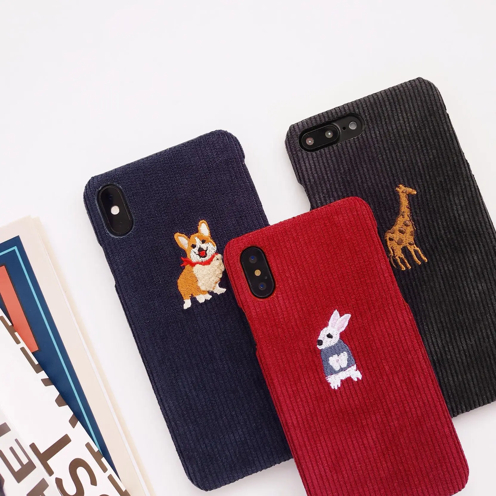 Зимний тканевый чехол для телефона iPhone 6 6S 7 8 Plus милый жираф кролик собака с