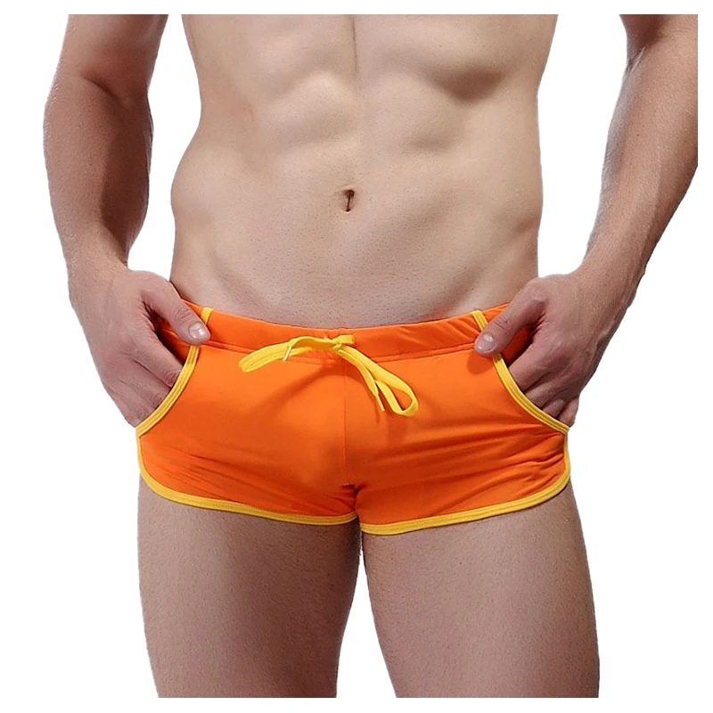 

Hot New Cool Men's Swimwear Hot Sexy Boxers Swimming Trunks Swim Shorts Beach Pants(Orange S)